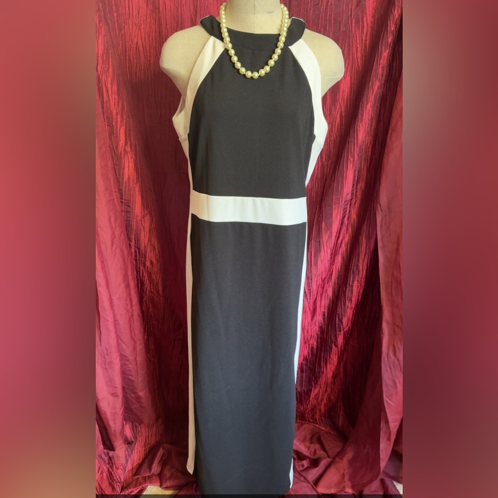 Elegant Black and White Sleeveless Dress